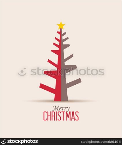 Retro decorative Christmas tree, vector Christmas card