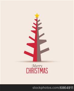 Retro decorative Christmas tree, vector Christmas card