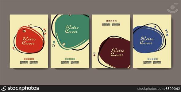 Retro design templates for brochure covers, banners, flyers and posters with abstract  memphis flat style. 