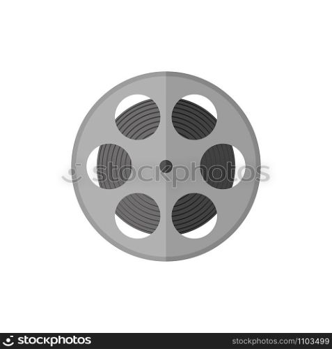 retro film reel with cinema in flat style. retro film reel with cinema in flat