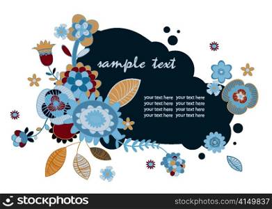 retro floral frame vector illustration