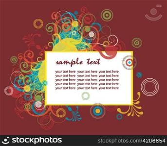 retro floral frame with circles vector illustration