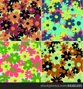 Retro floral pattern, seamless, vector