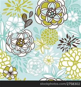 Retro floral seamless background. Romantic seamless pattern in vector