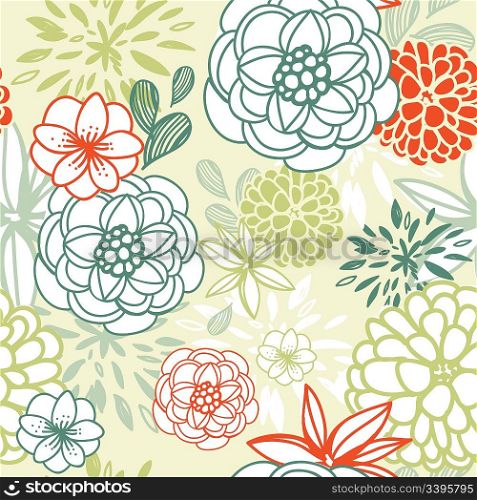 Retro floral seamless background. Romantic seamless pattern in vector