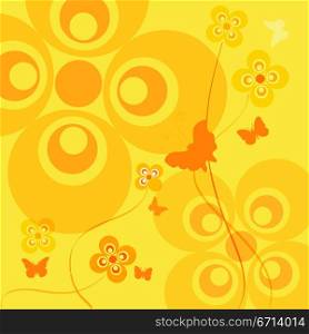 retro flower background with butterflies b