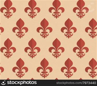 Retro fold brown Fleur-de-lis.Abstract geometrical ornament. Pattern with effect of folded paper with realistic shadow. Vintage colored simple shapes on textured background.