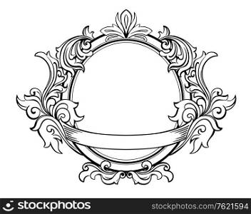 Retro frame with decorative floral elements in victorian style