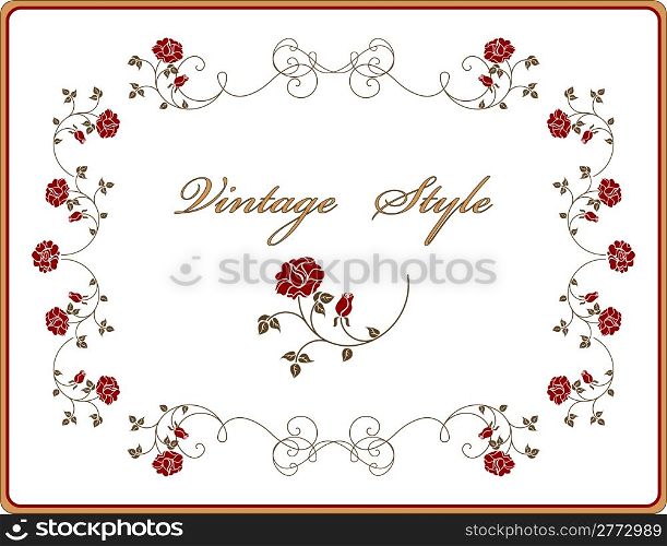 Retro frame with roses.