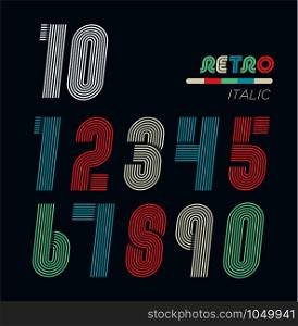 Retro fun numbers. Color set of vintage.. Retro fun numbers