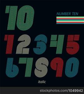 Retro fun numbers. Color set of vintage.. Retro fun numbers