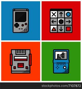 Retro game player filled outline icon