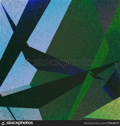 Retro geometric background with green shapes on textured paper
