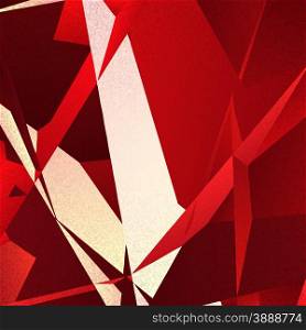 Retro geometric background with red colorful shapes on textured paper
