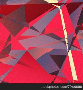 Retro geometric background with red shapes on textured paper