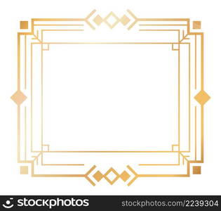 Retro geometric divider. Golden frame. Art deco square isolated on white background. Retro geometric divider. Golden frame. Art deco square