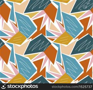 Retro geometric seamless pattern. Trendy palm leaf endless background, repeating texture. Vector illustration.. Retro geometric seamless pattern. Trendy palm leaf endless background, repeating texture. Vector illustration