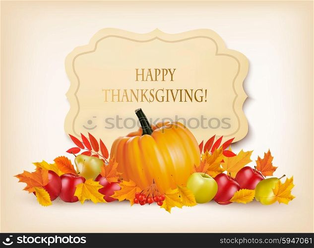Retro Happy Thanksgiving Background. Vector.