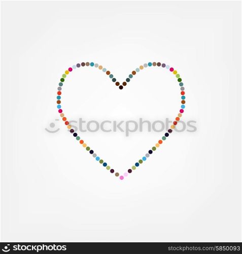 retro heart made from color circles