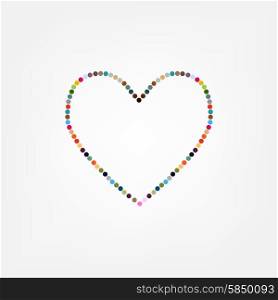 retro heart made from color circles