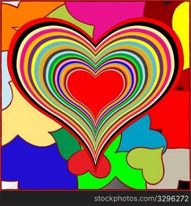 retro hearts, vector art illustration