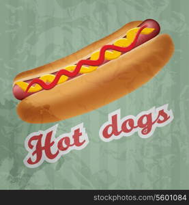 retro hot dog background. Vector illustration