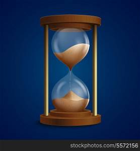 Retro hourglass clock to measure time using sand flow background vector illustration