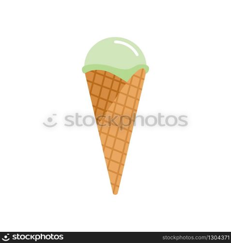 Retro ice cream in waffle cones in flat style isolated on white background. Vector illustration. Retro ice cream in waffle cones in flat style isolated on white background.