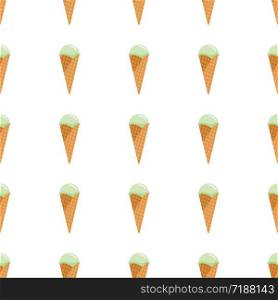 Retro ice cream in waffle cones seamless pattern in flat style isolated on white background. Vector illustration. Retro ice cream in waffle cones seamless pattern in flat style isolated on white background.