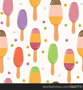 Retro Ice Cream Seamless Pattern Background. Vector Illustration