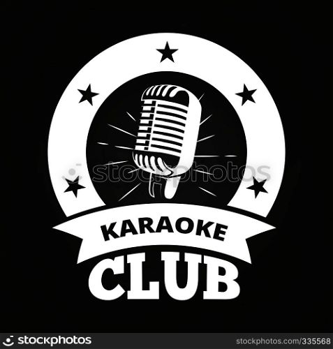 Retro karaoke club label white on chalkboard design. Vector illustration. Retro karaoke club label