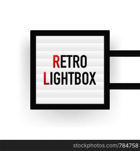 Retro lightbox billboard vintage frame. Lightbox with customizable design. Classic banner for your projects or advertising. Vector stock illustration.