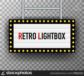 Retro lightbox billboard vintage frame. Lightbox with customizable design. Classic banner for your projects or advertising. Vector illustration.. Retro lightbox billboard vintage frame. Lightbox with customizable design. Classic banner for your projects or advertising. Vector stock illustration.