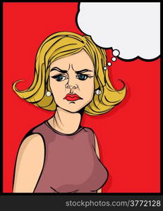 Retro looking angry woman pop art graphic