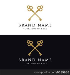 Retro luxury home or hotel or real estate key logo with creative idea.