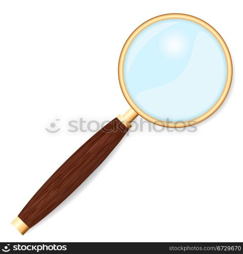 Retro magnifying glass isolated on white vector illustration.