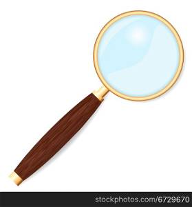 Retro magnifying glass isolated on white vector illustration.