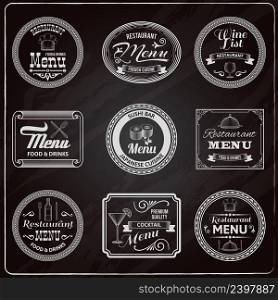 Retro menu french cuisine japanese restaurant labels chalkboard set isolated vector illustration