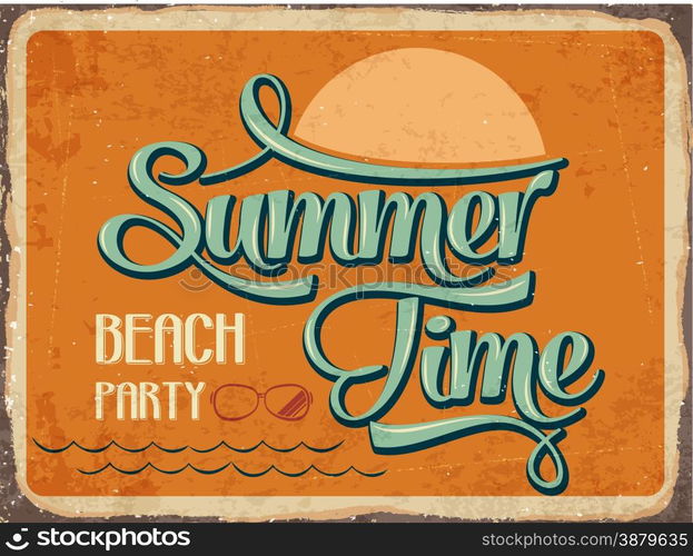 "Retro metal sign "Summer time", eps10 vector format"