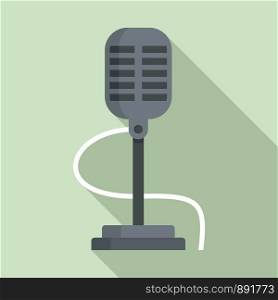 Retro microphone icon. Flat illustration of retro microphone vector icon for web design. Retro microphone icon, flat style