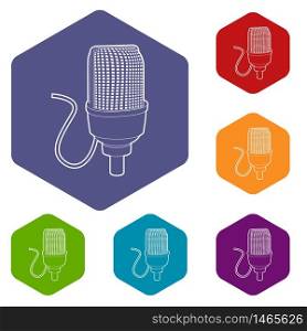 Retro microphone icon. Outline illustration of retro microphone vector icon for web design. Retro microphone icon, outline style