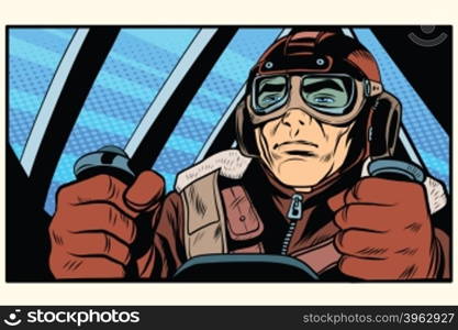 retro military Aviator pilot pop art retro style. The first or the second world war. Retro army vector. retro military Aviator pilot