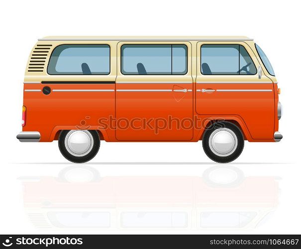 retro minivan vector illustration isolated on white background