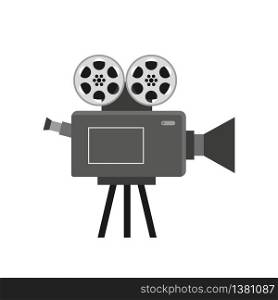 Retro movie camera. Video camera icon isolated on white background. Vector stock.