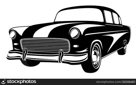 Retro muscle car vector illustration. Vintage car. Old mobile isolated on white