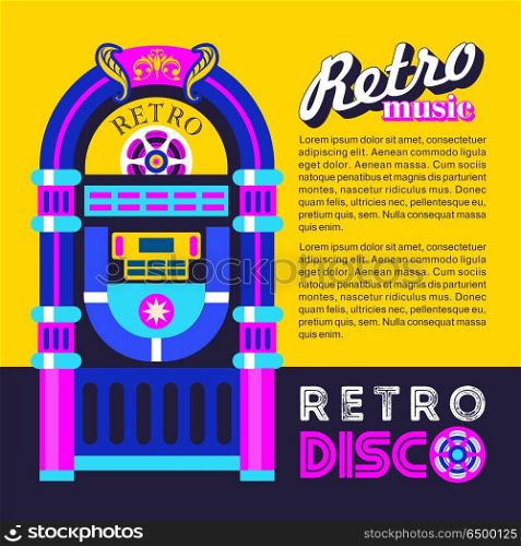 Retro music. Vector illustration.. Retro music. An old jukebox. Vector illustration.