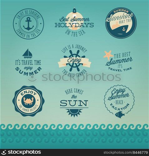 retro nautical cruise vacation logo set