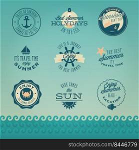 retro nautical cruise vacation logo set