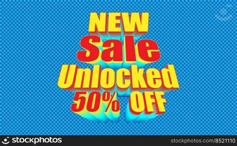 retro new sale unlocked 50  off. plaid blue color background style. vector illustration eps10