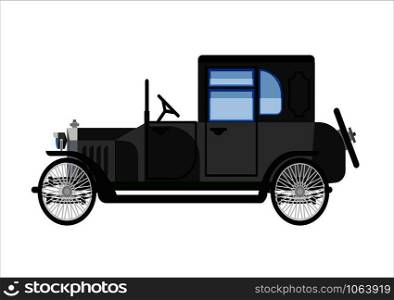 Retro old car or vintage retro mechanical engine automobile. Antique veteran collector auto model with retractable cabriolet top and wheels. Vector isolated flat vehicle icon. Retro old car or vintage retro collector vehicle auto vector flat icon